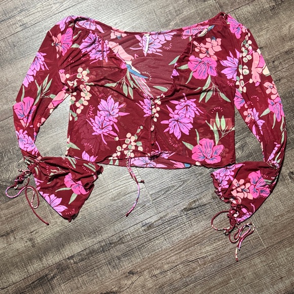 Free People Tops - NWOT Free People 'Of Paradise' floral mesh top